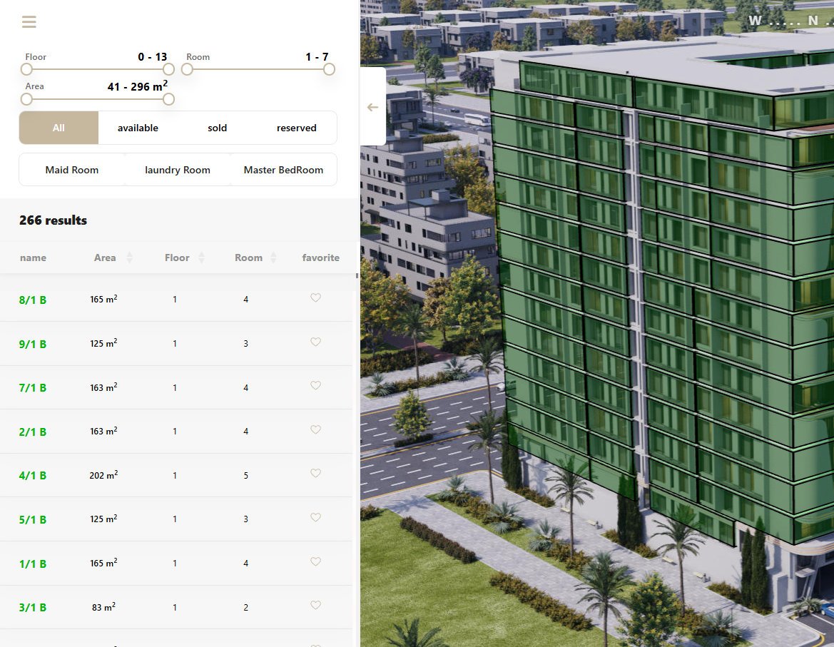 Online real-estate platform interface