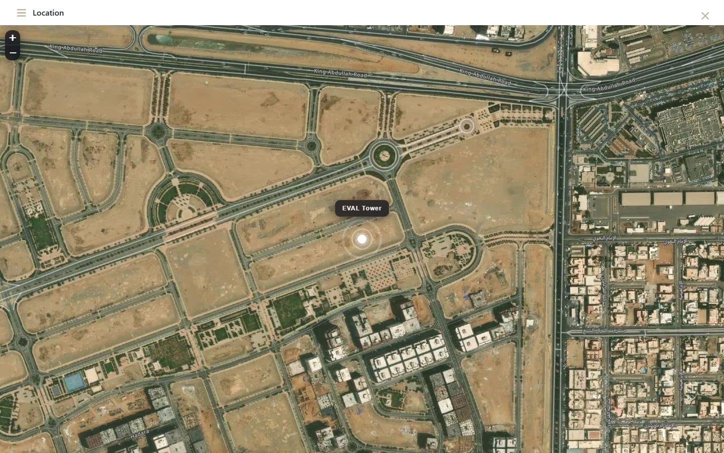 Live interactive satellite map showing the tower location